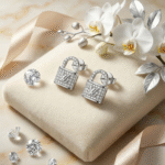 Elegant Lock-Inspired CZ Stud Earrings