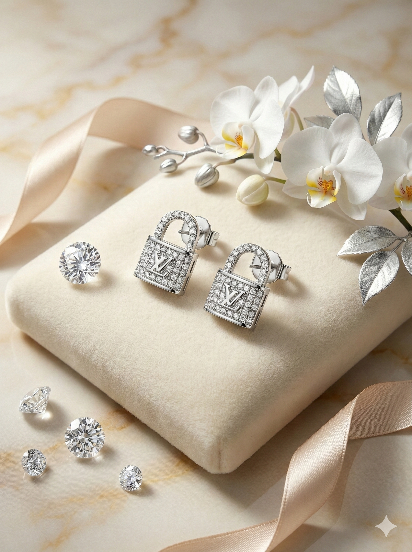 Elegant Lock-Inspired CZ Stud Earrings