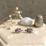 Oxidized Silver Leaf Stud Earrings