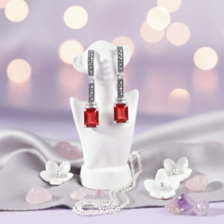 Crimson Radiance Drop Earrings