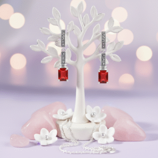 Crimson Radiance Drop Earrings