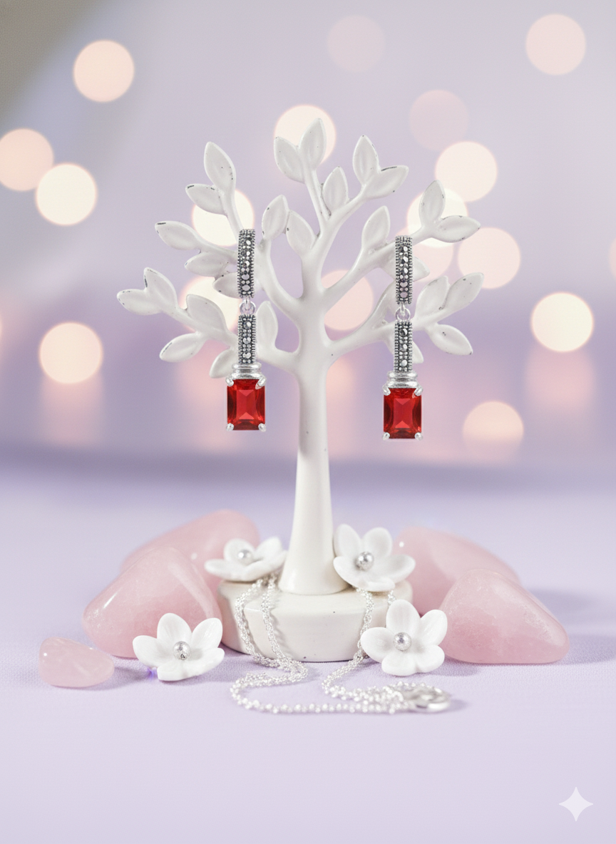 Crimson Radiance Drop Earrings