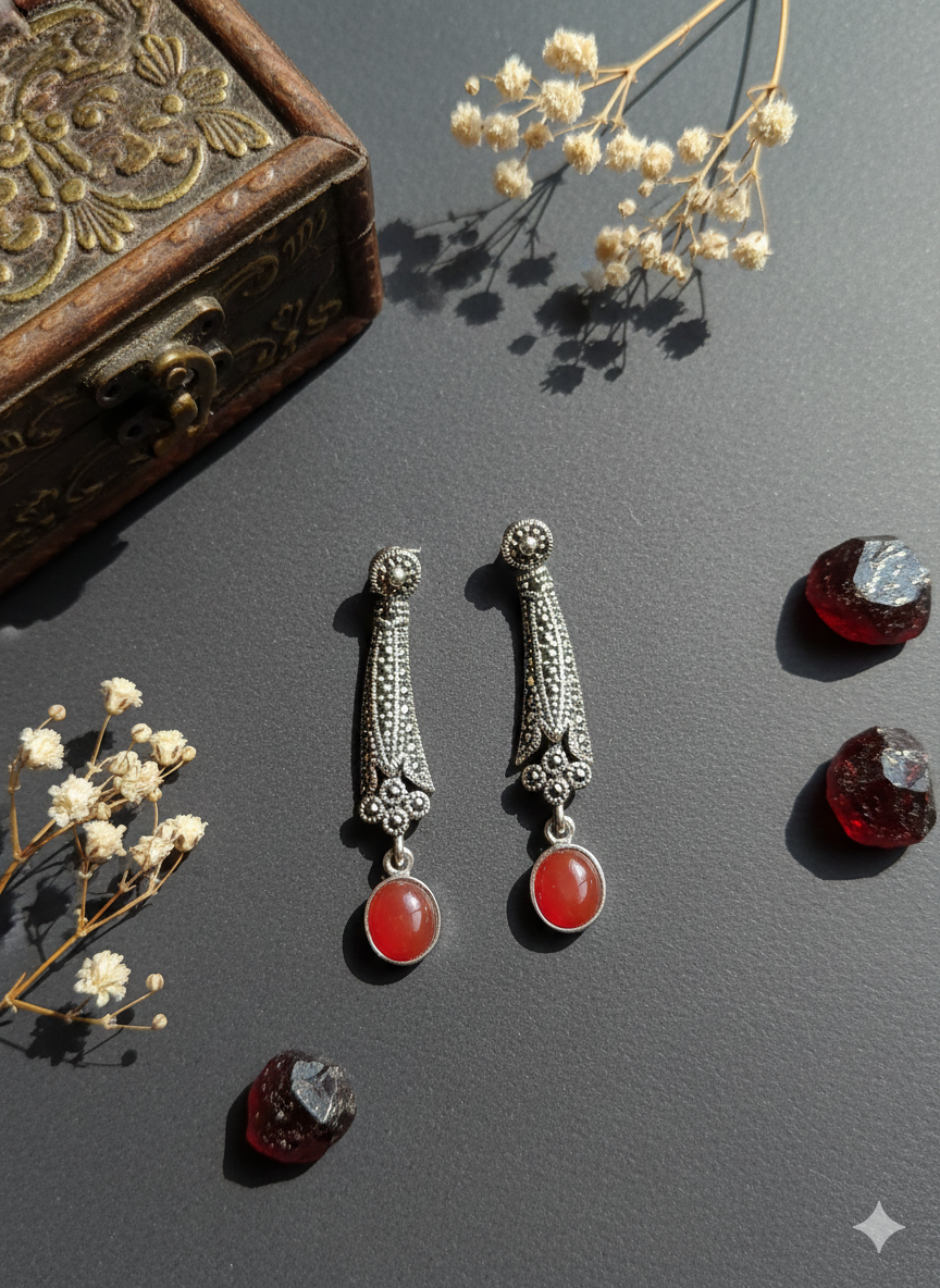 Garnet Red Drop Earrings