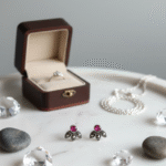 Floral Pink Stone Stud Earrings