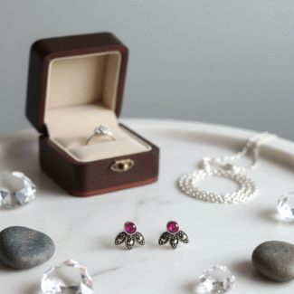 Floral Pink Stone Stud Earrings