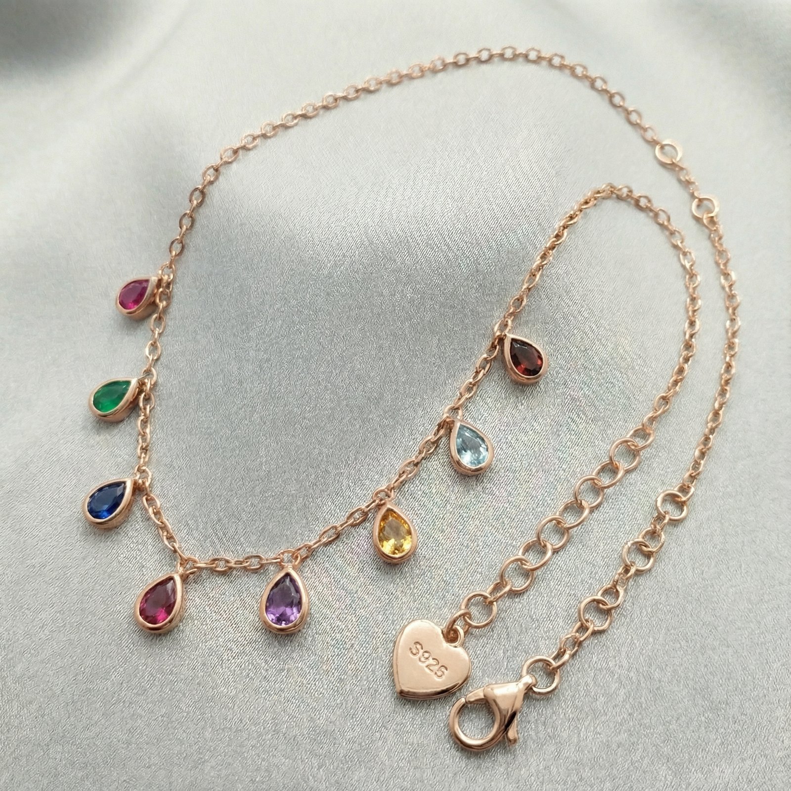 Rainbow Teardrop Charm Necklace