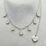 Silver Teardrop Crystal Necklace
