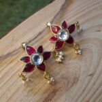 Red Kundan Flower Bugadi