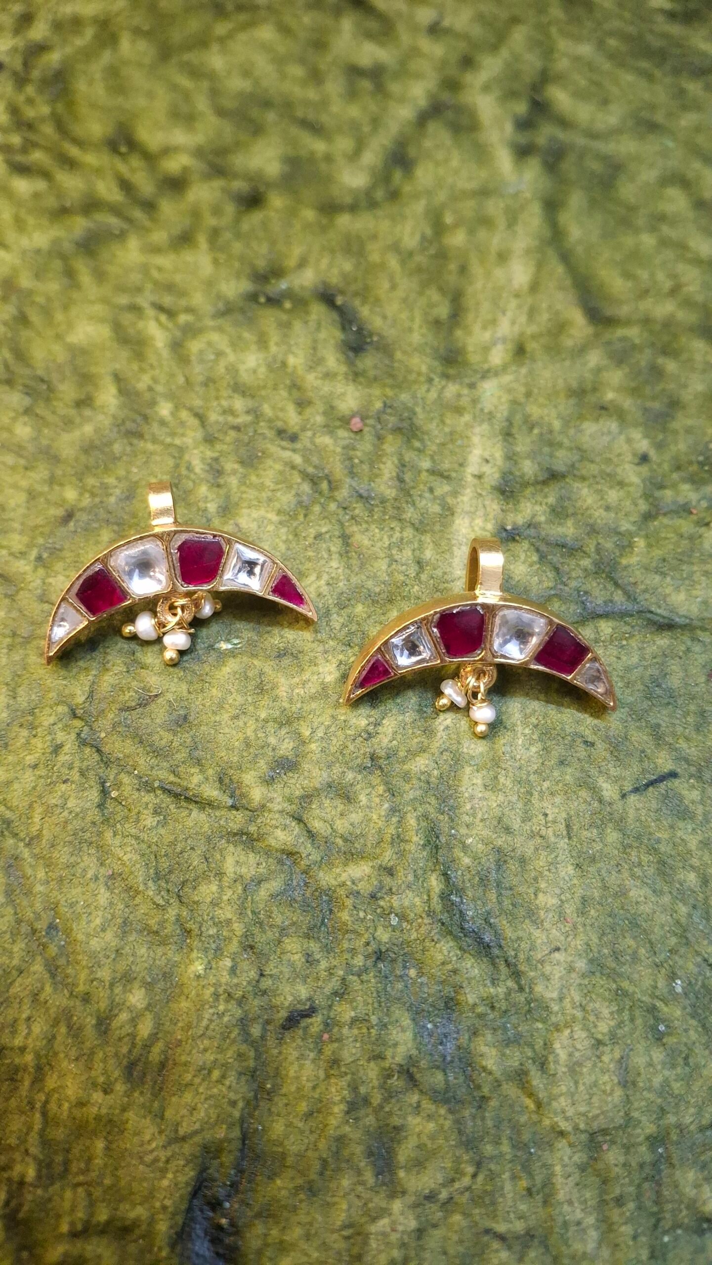 Ruby & Kundan Crescent Bugadi Earrings