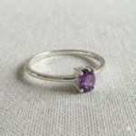 Amethyst Solitaire Silver Ring