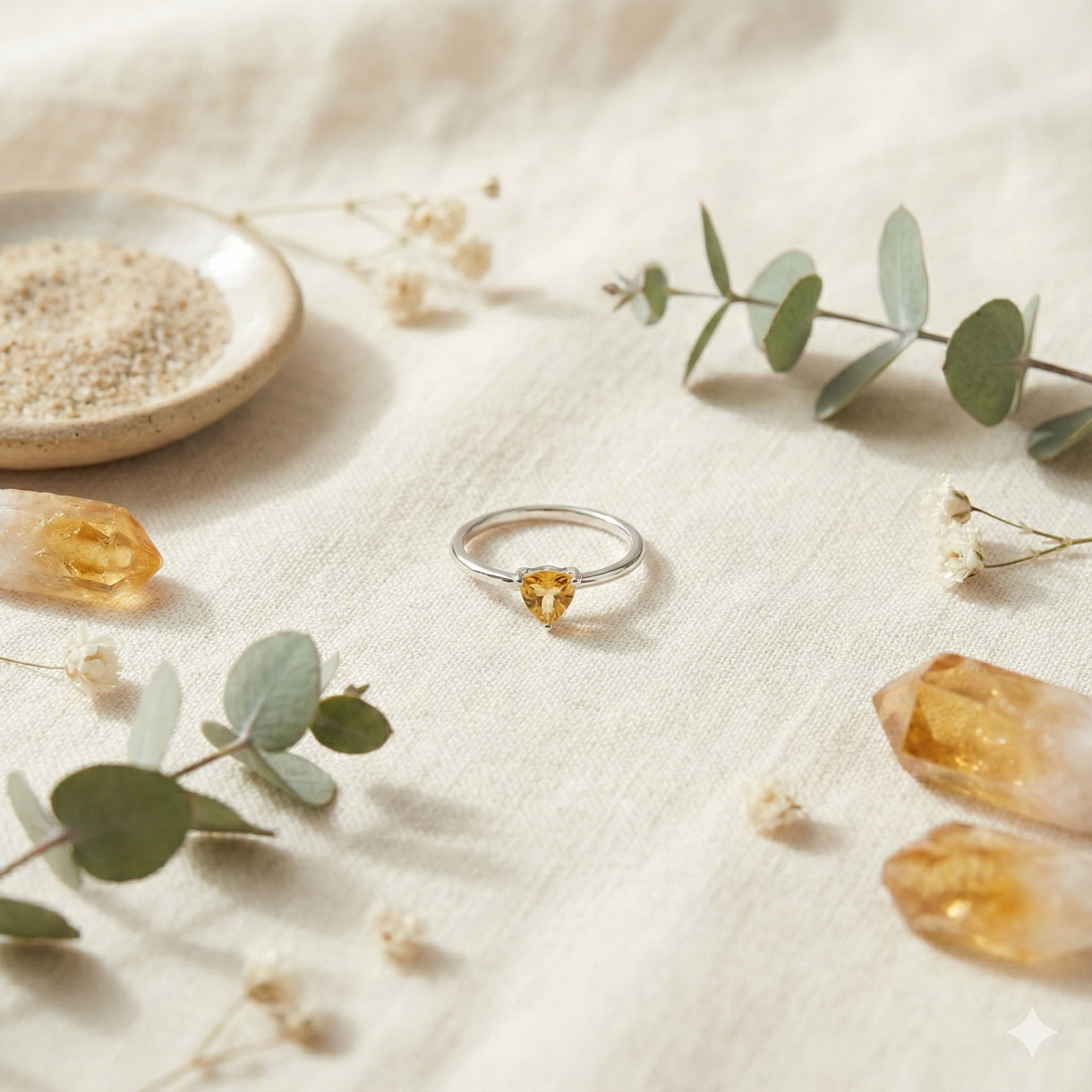 Citrine Heart Sterling Silver Ring